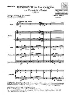 Concerto C Major Oboe Strings Continuo Rv448 Score Fvii#7 T217 (Gian Francesco Malipiero) 