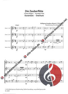 Ouvertüre zur Oper 'Die Zauberflöte' von Wolfgang Amadeus Mozart für Hornquartett