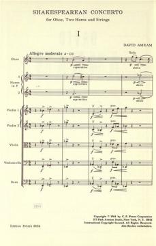 Shakespearean Concerto von David Amram für Oboe, 2 Hörner und Streichorchester im Alle Noten Shop kaufen (Partitur)