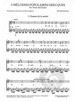 5 Melodies Populaires Grecques von Maurice Ravel 