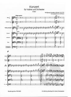 Konzert A-dur KV 219 von Wolfgang Amadeus Mozart für Violine und Orchester im Alle Noten Shop kaufen