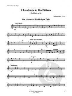 Choralsuite in fünf Sätzen von Lothar Graap für Oboe solo im Alle Noten Shop kaufen (Partitur)