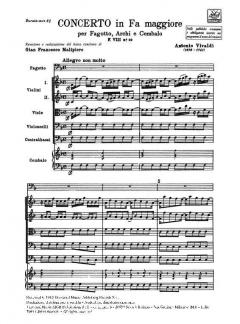 Concerto F Major Bassoon Strings Continuo RV486 Score Fviii#22 T268 (Antonio Vivaldi) 