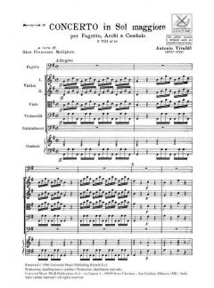 Concerto G Major Bassoon Strings Continuo RV494 (Gian Francesco Malipiero) 